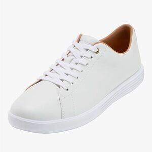 Cole Haan Women's Grand Crosscourt Leather White Lace Up Minimal Sneakers US 8